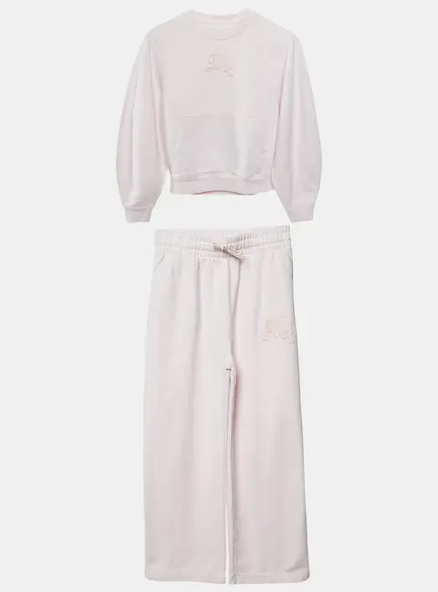 Burberry Children Pink Logo Embroidered Sweatshirt & Pants Set 12Yrs