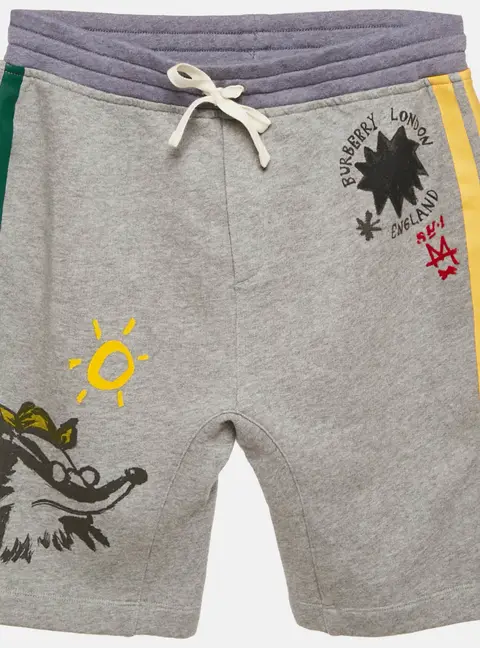 Burberry Children Grey Printed Cotton Shorts 12 Yrs