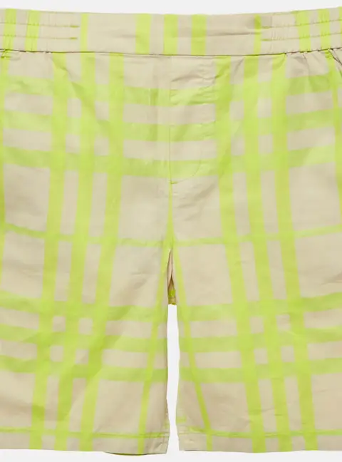 Burberry Kids Beige/Neon Checks Cotton Travard Shorts 14Yrs