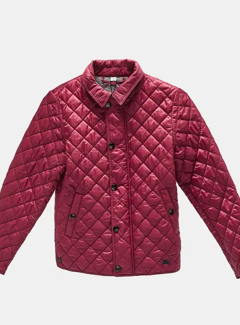 Burberry Children Pink Synthetic Button Front Quilted Jacket 10 Yrs
