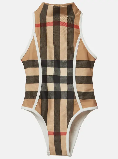 Burberry Beige Archive Check Print Nylon One-Piece Swimsuit 3Yrs