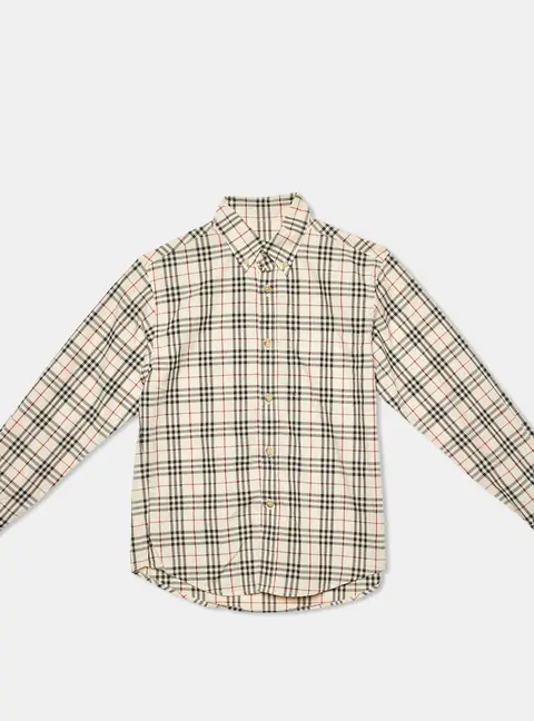 Burberry Kids Beige Tartan Checks Cotton Button Front Shirt 10 Yrs