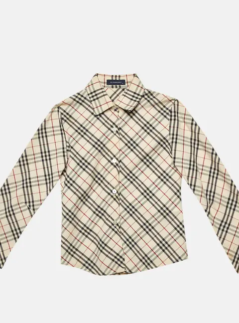 Burberry Kids Beige Vintage Checked Cotton Shirt Size 6 Yrs
