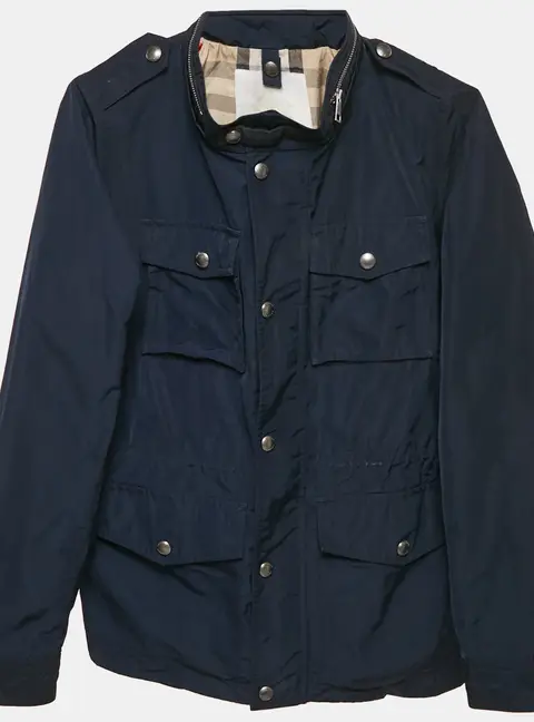 Burberry Kids Navy Blue Synthetic Zip-Up Jacket 14 Yrs