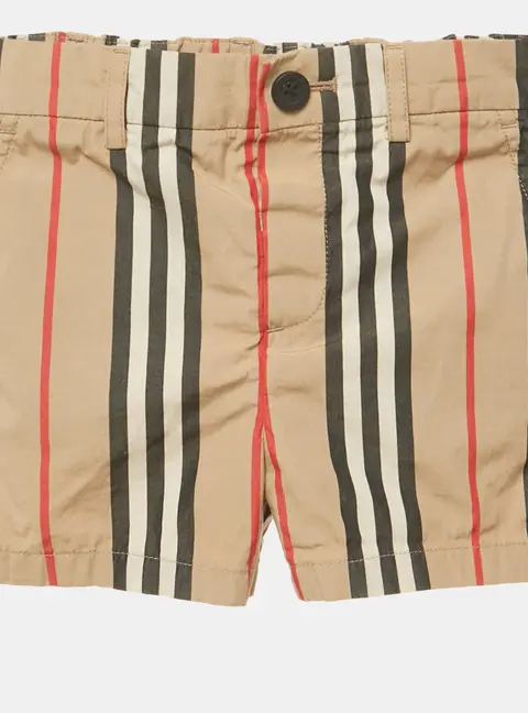 Burberry Kids Brown Striped Cotton Talbot Hoody Shorts 18M
