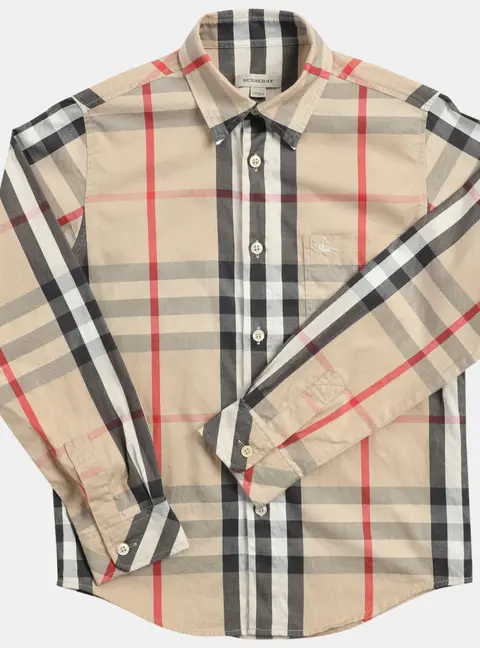 Burberry Beige Check Cotton Button Front Shirt Shirt 10Y