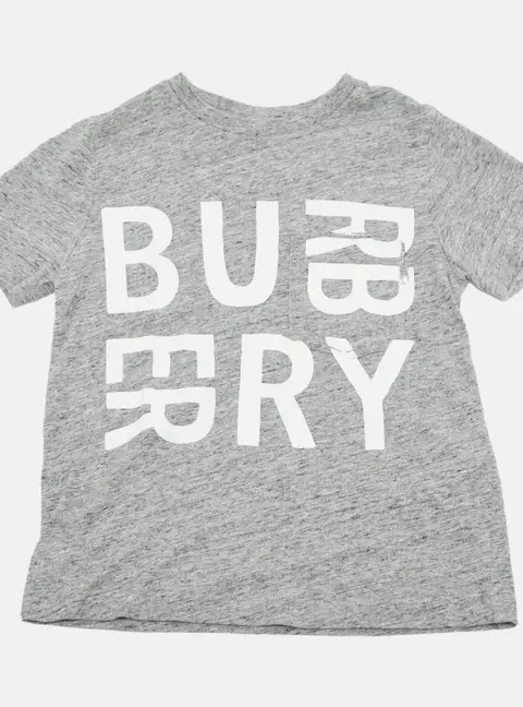 Burberry Children Grey Logo Print Jersey T-Shirt 6 Yrs