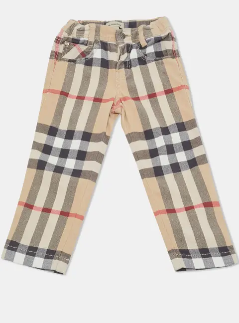 Burberry Kids Beige Nova Check Print Cotton Pants 2 Yrs