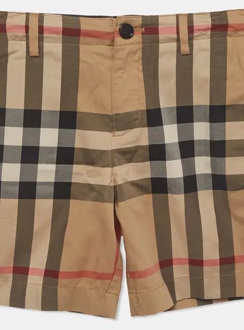 Burberry Kids Beige Checks Cotton Shorts 8Yrs
