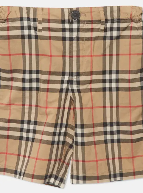 Burberry Kids Beige Nova Checked Cotton Shorts 8 Yrs