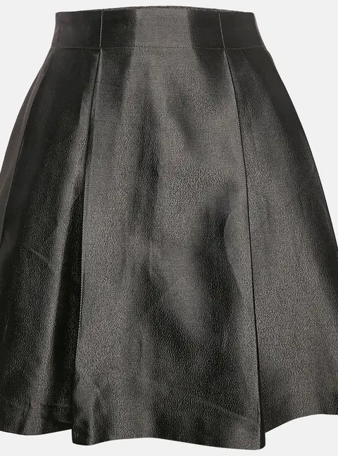 Burberry Kids Metallic Grey Gabardine Pleated Skirt 14 Yrs