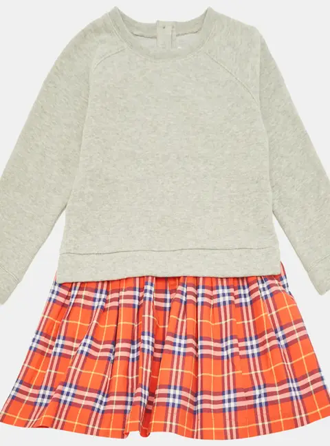Burberry Children Grey/Red Checks Cotton Dress 6Yrs