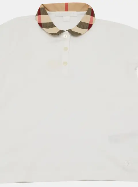 Burberry Children White Cotton Polo T-Shirt 6Yrs