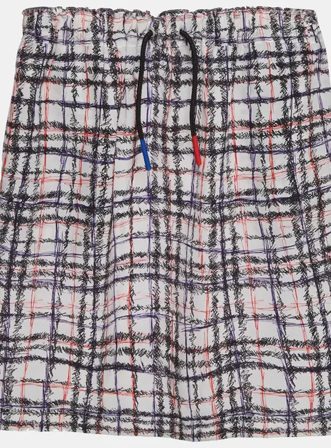 Burberry Kids White Scribbled Check Print Silk Skirt 8 Yrs