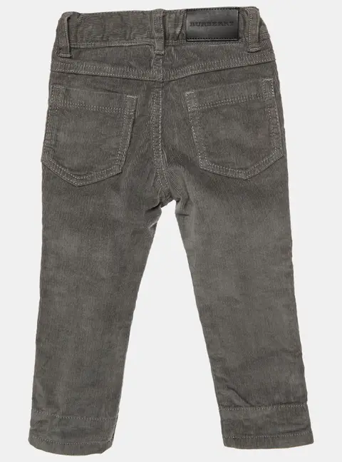 Burberry Kids Grey Corduroy Straight Leg Trousers 18 M