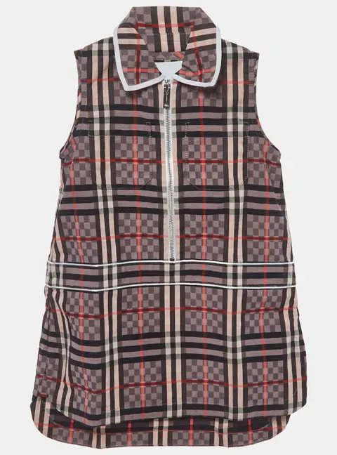 Burberry Kids Pink Checked Cotton Zip-Up Dress 3 Yrs