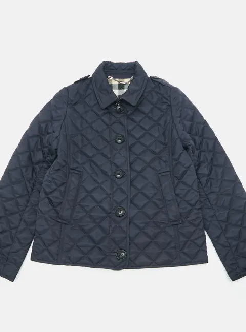 Burberry Kids Navy Blue Synthetic Quilted Jacket 10Yrs