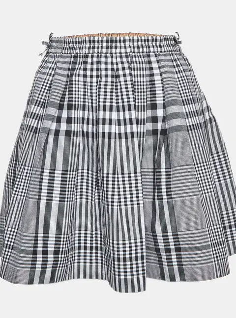 Burberry Kids Grey Checks Cotton Skirt 14Yrs