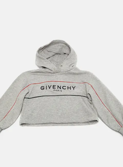 Givenchy Kids Grey Logo Embroidered Cotton Hoodie 6Yrs