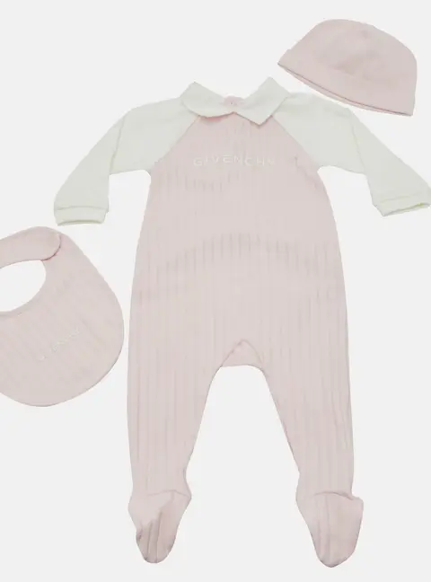Givenchy kids Pink Cotton 3 Pc Sleepsuit Set 6 M