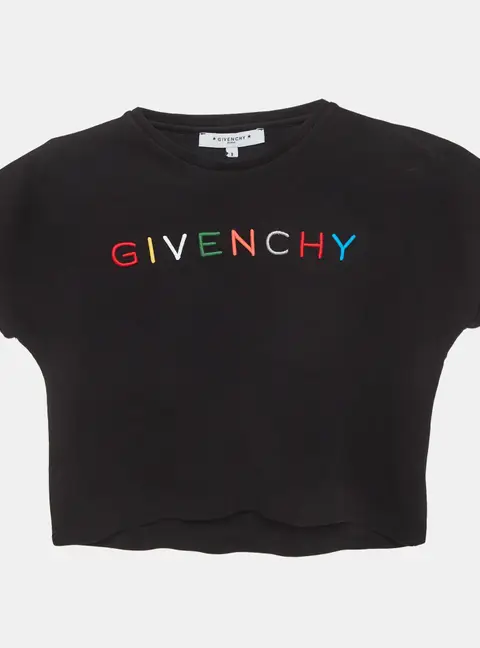Givenchy Kids Black Logo Applique Jersey Knit T-Shirt 8 Yrs