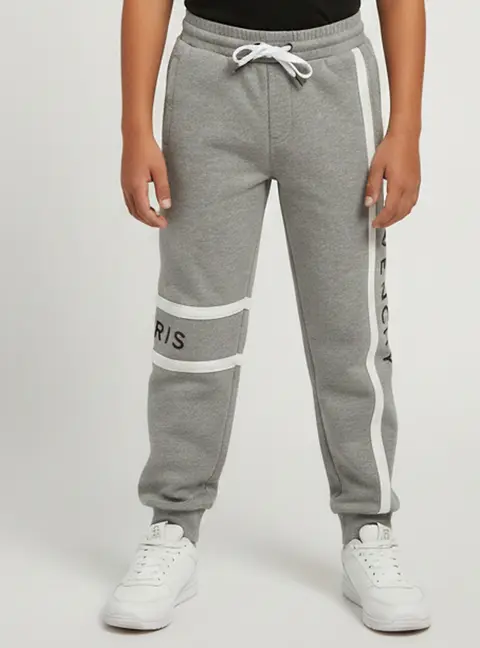 Givenchy Kids Grey Logo Striped Cotton Knit Sweatpants 10 Yrs