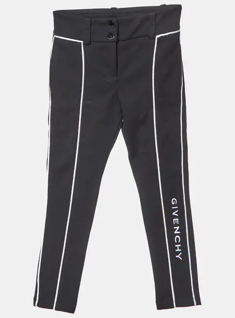 Givenchy Kids Black Cotton Blend Logo Embroidered Pants 4 Yrs