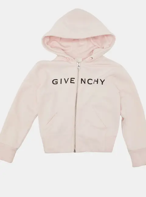 Givenchy Pink Logo Print Cotton Zip-Up Hooded Jacket 8 Yrs