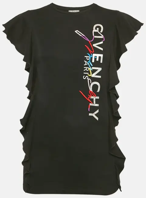 Givenchy Black Cotton Knit Logo Detail Top 10Yrs