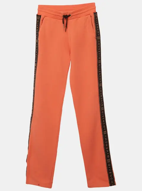 Givenchy Kids Salmon Pink Logo Tape Detail Cotton Knit Pants 10 Yrs