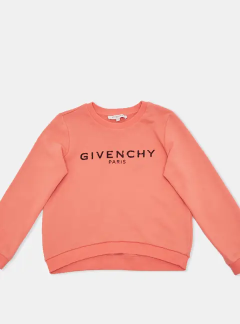 Givenchy Kids Peach Logo Print Crewneck Sweatshirt 10Yrs