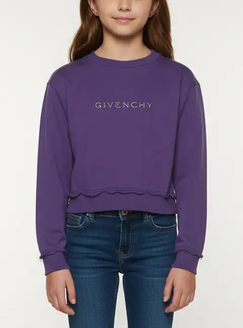 Givenchy Kids Purple Logo Embroidered Cotton Knit Sweatshirt 10 Yrs