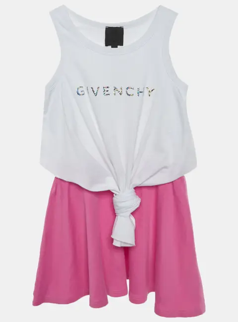 Givenchy Kids White/Pink Logo Graphic Jersey Dress 6 Yrs