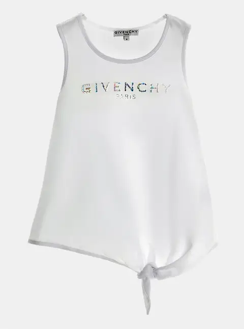 Givenchy Kids White Logo Graphic Jersey Tank Top 12 Yrs