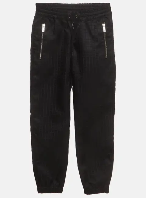 Givenchy Kids Black Grid Pattern Jacquard Nylon Jogger Pants 10Yrs