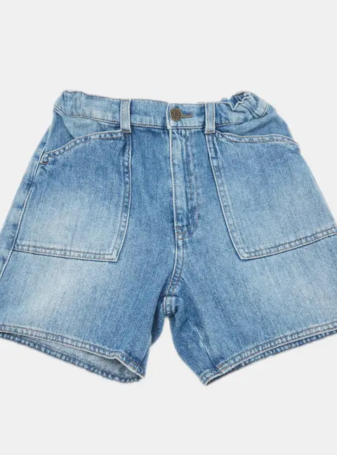 Gucci Kids Blue Cat Embroidered Denim Shorts 10 Yrs