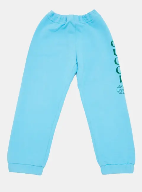 Gucci Kids Blue Logo Print Cotton Joggers 6 Yrs