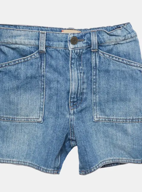 Gucci Kids Blue Cat Embroidered Denim Shorts 8 Yrs