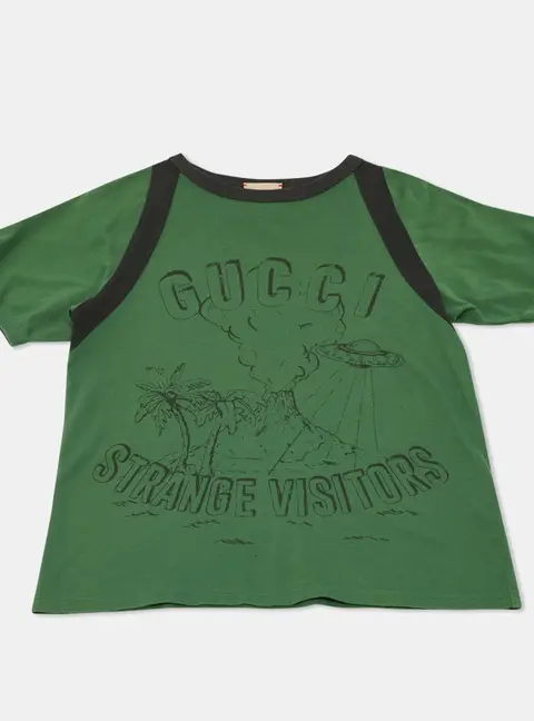 Gucci Kids Green Printed Cotton T-shirt 8Y