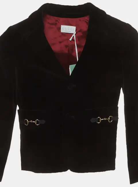 Gucci Kids Black Velvet Horsebit Trim Jacket 5 Yrs
