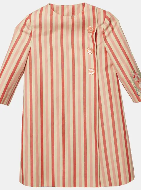 Gucci Kids Pink Striped Linen Blend Coat 6Yrs