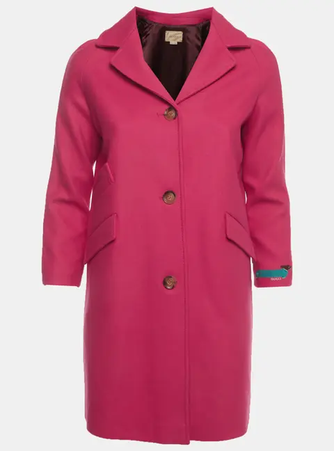 Gucci Pink Wool Blend Button Front Coat 10 Yrs