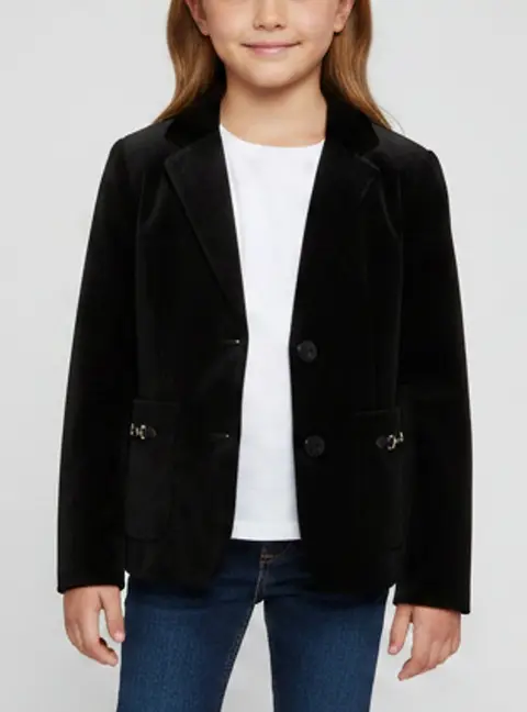 Gucci Kids Black Horsebit Detail Velvet Tailored Jacket 8Yrs
