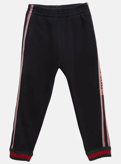 Gucci Navy Blue Cotton Knit Logo Tape Detail Trackpants 6 Yrs