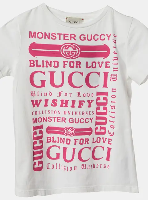 Gucci Kids White Logo Print Cotton T-Shirt 5 Yrs