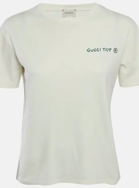 Gucci Off-White Printed Jersey Crewneck T-Shirt 12 Yrs