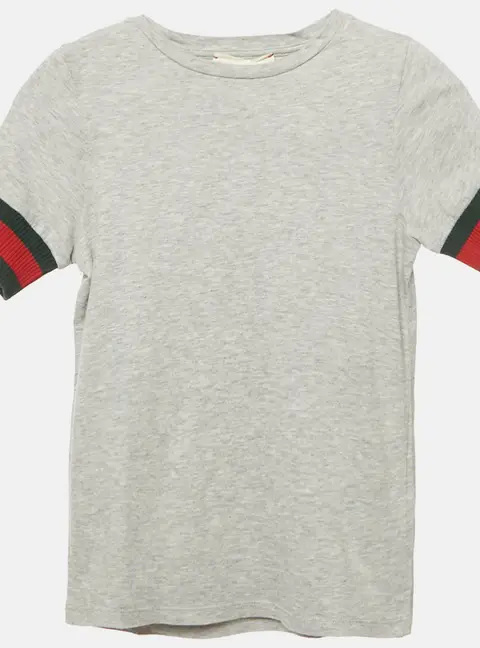 Gucci Kids Grey Web Sleeve Trim Jersey T-Shirt 5 Yrs