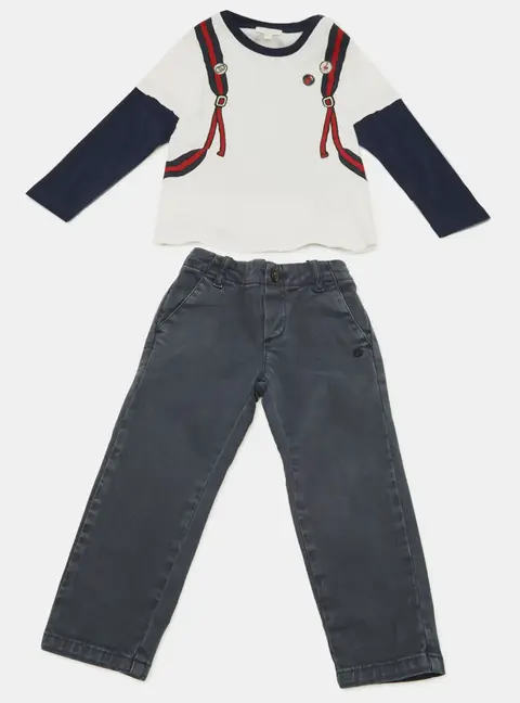 Gucci Kids White / Blue Cotton T-Shirt & Denim Set 18/24 Months