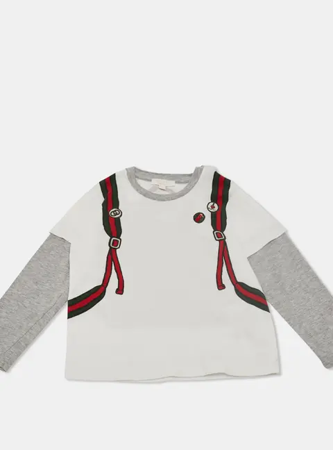 Gucci White Backpack Graphic Print Jersey T-Shirt 18/24 M