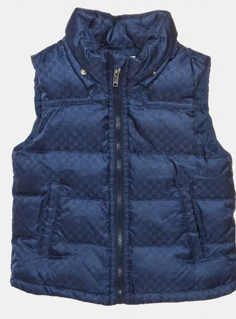 Gucci Navy Blue GG Monogram Nylon Down Jacket 12/18 M